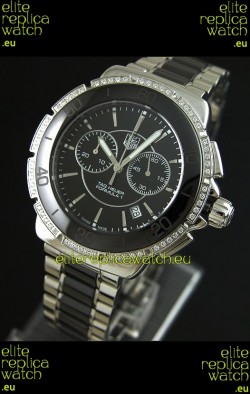 Tag Heuer Formula 1 Chronograph Swiss Replica Ceramic Ladies Watch in Diamond Bezel