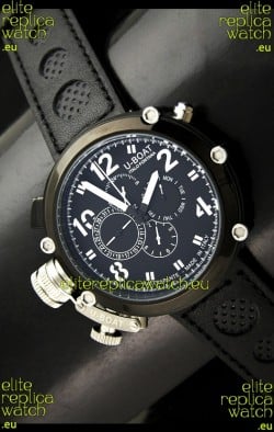 U-Boat Flightdeck Rattrapante Japanese Automatic Watch in Black Dial
