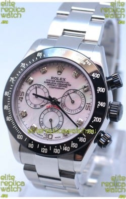 Rolex Daytona MonoBloc Cerachrom Bezel Swiss Replica Rose Gold Plated Watch in Pink Mother Pearl Dial